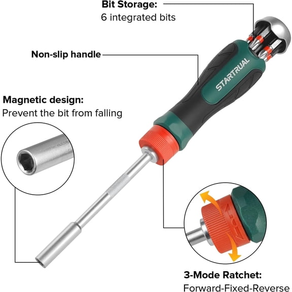 PYAN-43-Piece Magnetic Ratcheting Screwdriver Set, Premium S2 Bits, Flexible extension and Adapter with Storage Case for DIY, Home Repair, Computer, Bicycle and more