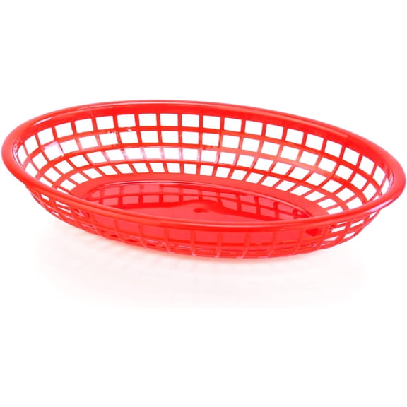 PYAN-44164 Fast Food Baskets, 9.25 x 6 inch Oval, Set of 12, Red