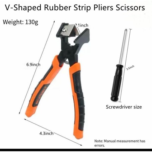 PYAN-45-Degree V-Shaped Rubber Strip Pliers Scissors & 90-Degree Right-Angle Cutting Tool, Sealing Cutter with 4 Replaceable Blades and Screwdriver, for Car Corner Trimming, Window and Door Edge Fini