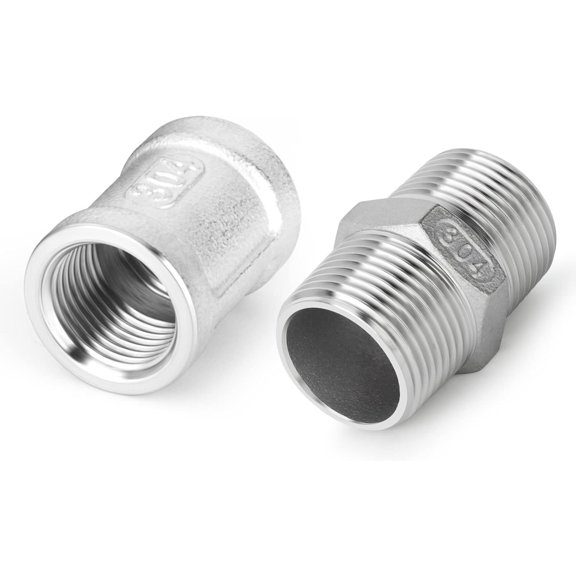 PYAN-4PCS 304 Stainless Steel Hex Nipple 3/4" MNPT 3/4" MNPTCoupling 3/4" FNPT 3/4" FNPT,Thread Pipe Fitting Kit