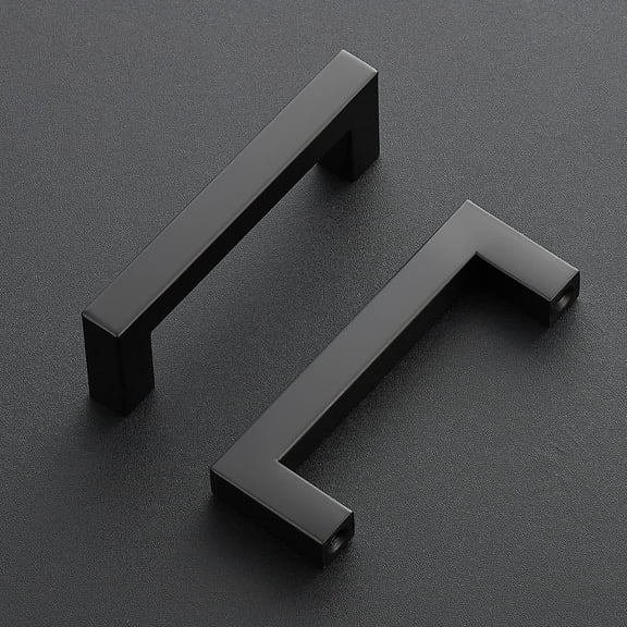 PYAN-5 Pack Black Cabinet Pulls 3-1/2 Inch Square Kitchen Cabinet Handles Matte Black Kitchen Hardware for Drawer Pulls Drawer Handles Come with Screwdriver