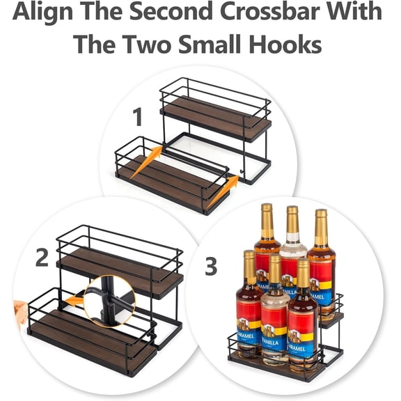 PYAN-6 Bottle Capacity Coffee Syrup Organizer 2 Tier Coffee Syrup Stand Shelf for Coffee Bar Kitchen Small Wine Rack for Bar Family Storage for Syrup Wine Dressing