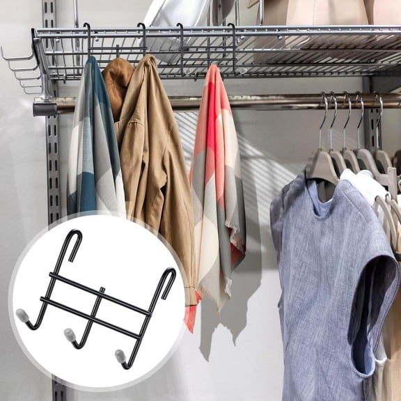PYAN-6 Pack 3 Hook Attachment for Wire Shelving 3.75" l x 1.625" d x 3.25" h Wire Shelving Hooks Accessories Steel Hanging Rack Metal for Storage Organizer(Black)