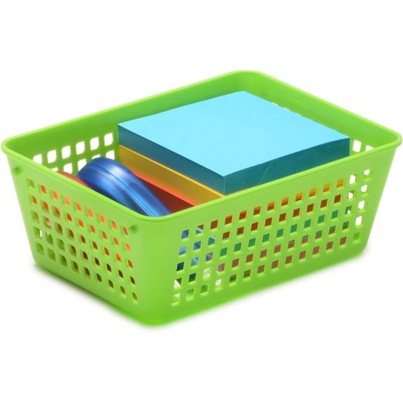 PYAN-6-Pack Small Plastic Storage Baskets for Home Junk Drawers and Office Desktop Drawers Organization - Functional Trays for Kitchen, Bedroom, and Bathroom, Green