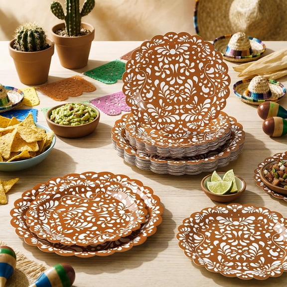 PYAN-60 Pcs Platos De Barro Mexicanos Paper Plates Cielito Lindo Party Decoration Mexicanos Platos De Barro Disposable Dinner Plates for Mexican Wedding