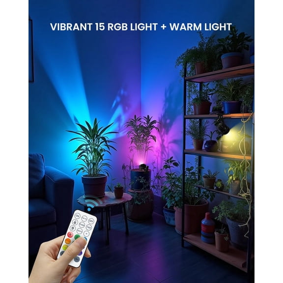 PYAN-6W RGB LED Spot Light Clip On with Remote Control, Plug in Spotlight Indoor and Outdoor IP65 Water Resistant with 1.78m Cord, 15 RGB Colors + Warm White 3000K