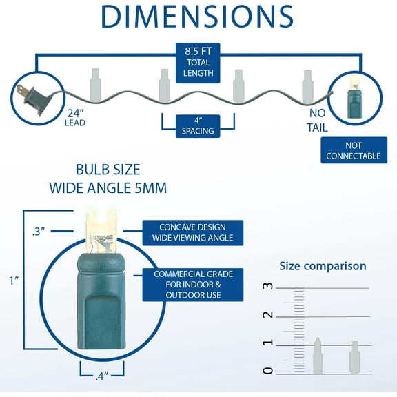 PYAN-8.5 Foot 20 Light Mini LED Crafting Lights by , Pure White LEDs on Brown Wire, 24 Inch Lead, Non-Connectable Short Fairy Light String for Art Projects, Bottle Lights, Crafts