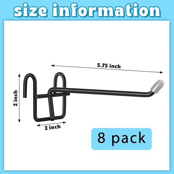 PYAN-8 Pcs Accessory Hooks for Wire Shelving with Rubber Cover Heavy Duty Metal Hooks for Hanging Kitchen Utensils Wire Shelf Accessories Room Organization (Black)