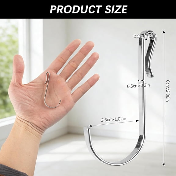 PYAN-80 Pcs J Hook for Wire Shelving Hooks Stainless Steel Hanger Clip on Metal Wire Rack Hanging Sink Grid Hook for Display Kitchen Bedroom Office Shelf Pots Kitchenware Shirts(Silver)