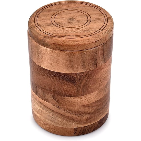 PYAN-Acacia Wood round wooden storage jar with Lid for Keeping Cookies, Coffee, Flour, Sugar, Rice & Other Dry Foods (4.5" x 4.5" x 6")