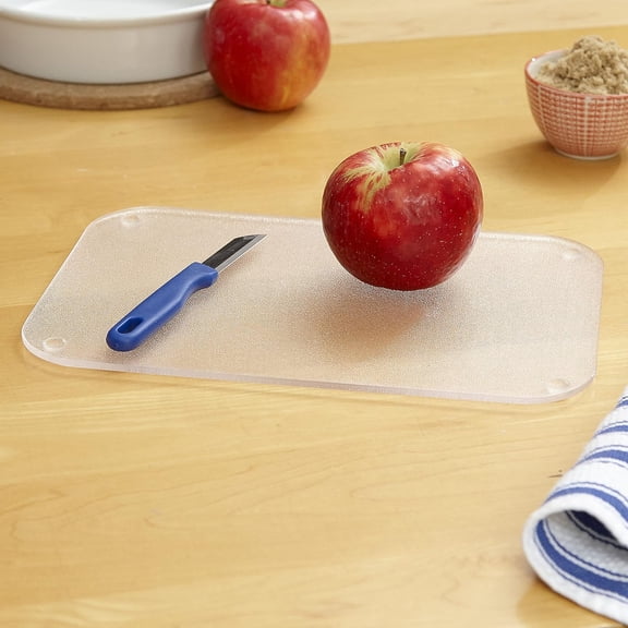 PYAN-Acrylic Cutting Board - 12" x 8" BPA-Free, Non-Slip Rubber Feet, Pebble Finish, Scratch Resistant, Lightweight, Clear Plastic Board for Kitchen Countertop Protection and Meal Prep
