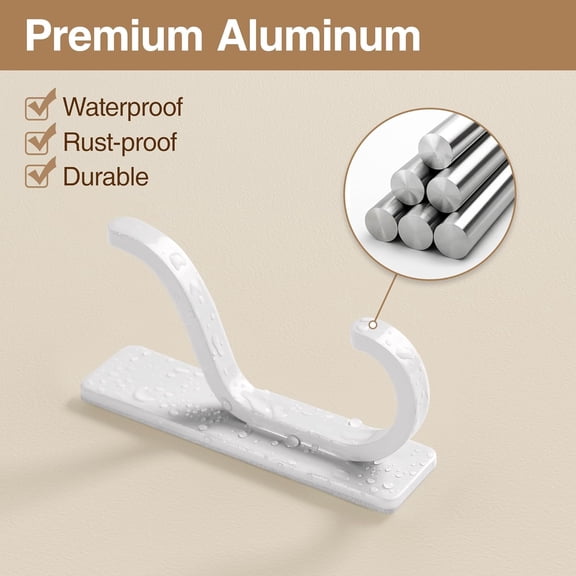 PYAN-Adhesive Wall Coat Hooks - Heavy Duty Stick-On Door Hanger, Metal Hook for Hanging Towel,Purse, Robe, Backpack, Jacket, Clothes - for Bathroom,Dorm, Closet, Kitchen - White, 10 Pack