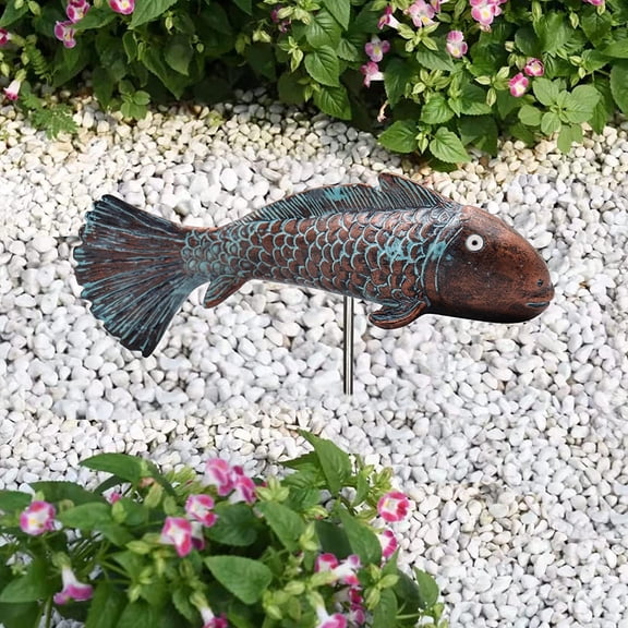 PYAN-Antique Luminous Outdoor Koi Fish Statues - Resin Koi Fish Yard Art Decor for Garden, Patio, Lawn, Pond
