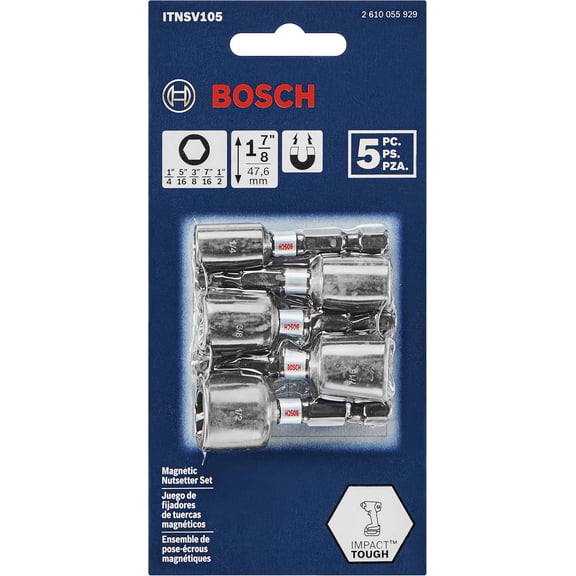 PYAN-BOSCH ITNSV105 5-Piece 1-7/8 In.Impact Tough Nutsetters Assorted Set