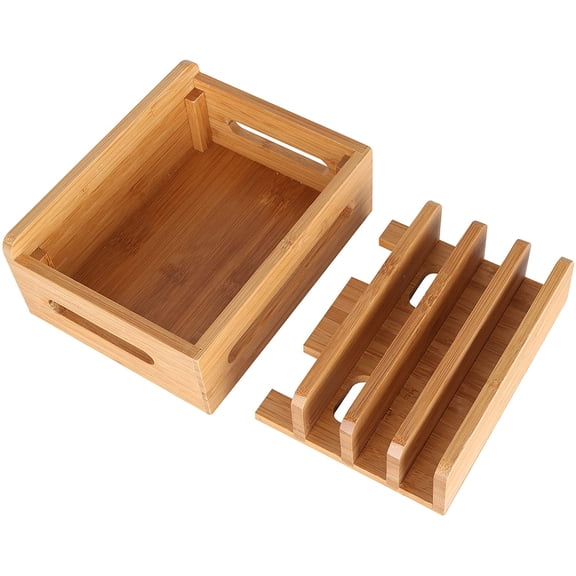 PYAN-Bamboo Wood Multi-Device Desktop Dock Station Charger Holder Charging Cradle Charge Stand Compatible for iPhone 16 15 14 13 12 11 Pro Max XS XR X iPad 3 4 Mini Pro Air Samsung Huawei Smartphones