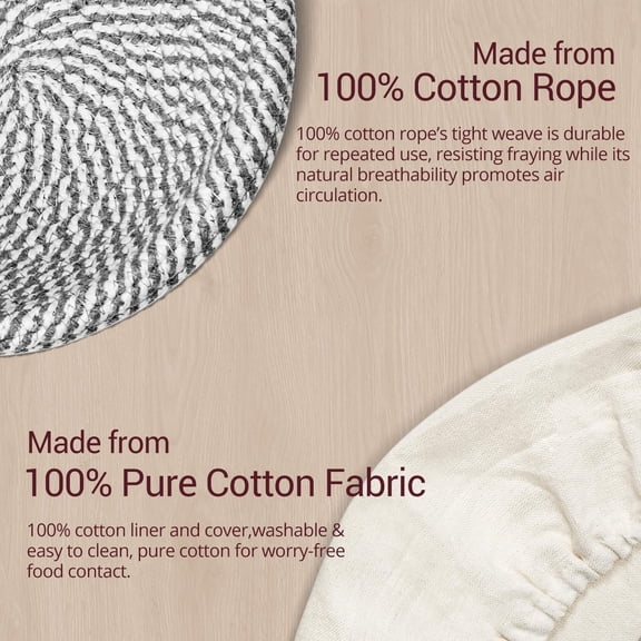 PYAN-Banneton Bread Proofing Basket, Sourdough Proofing Basket, Oval & Round Proofing Baskets With Liners & Covers, Cotton Rope Sourdough Bread Baskets, Sourdough Bread Baking Supplies