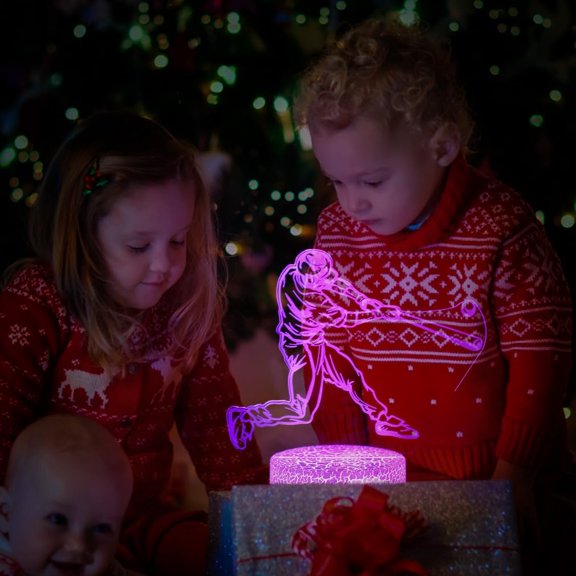 PYAN-Baseball Man 3D Lamp Night Light with Remote & Touch Control,Multiple Colour Brightness Adjusted Batteries Powered Gifts for Boys Girls (Baseball Man-2)