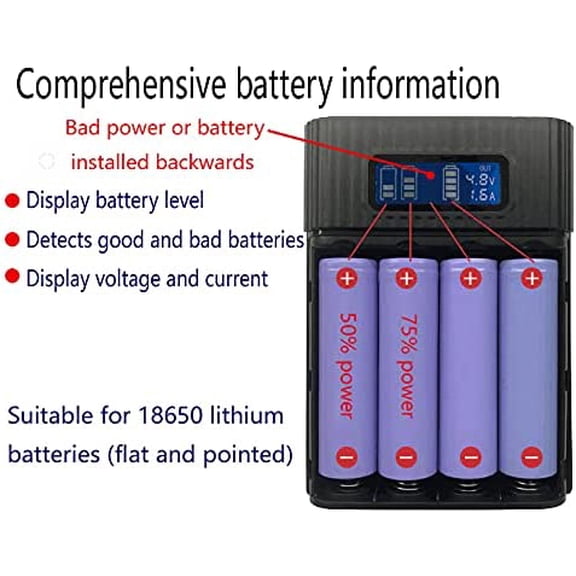 PYAN-Battery Charger Case,Portable DIY Power Bank Box with LCD Display 2 USB Output,Micro and Type c Input, Smart Charger for 3.7v Li-ion Rechargeable Battery (Battery Not Included)