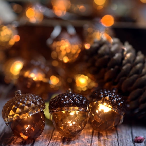 PYAN-Battery Operated Acorn String Lights 10FT 30 LED, Waterproof Fall Fairy Lights Warm White Glow for Thanksgiving and Halloween Decorations, Autumn Acorn Garland for Indoor Outdoor Patio Decor