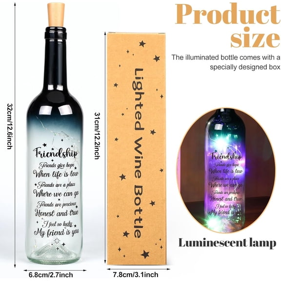 PYAN-Best Friendship Gifts for Women Wine Bottle Lights with Cork for Friend Gifts Light up Lamp Decor LED Glass Waterproof Cork Decor for Friend Theme Home Birthday Party Holiday New Year Decoration