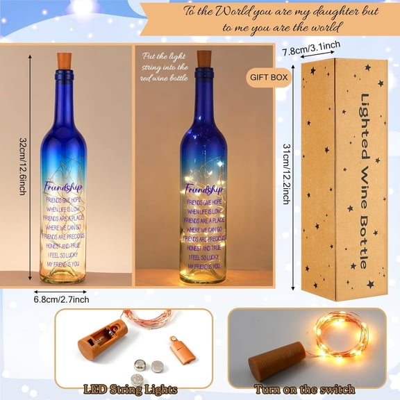 PYAN-Best Friendships Gifts for Women Wine Bottle Lights with Cork for Friend Gifts Light up Lamp Decor LED Glass Waterproof Cork Decor for Home Friends Birthday Party Holiday New Year Decoration