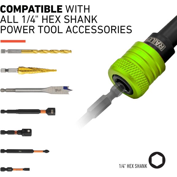 PYAN-Bit Holder Keychain 5pc - 1/4 inch Hex Shank Bit Holders - Quick Release Bit Holder for Nut Driver, Screwdriver & Drill Bits w/Key Chain Carabiner