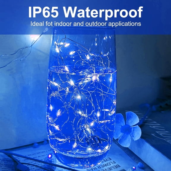 PYAN-Blue Led Fairy Lights Battery Operated, 12 Pack LED Mini String Lights, 7FT 20LED Silver Wire Firefly Starry Moon Lights for DIY Fairy String Light for Gender Reveal Party Wedding Christmas Deco