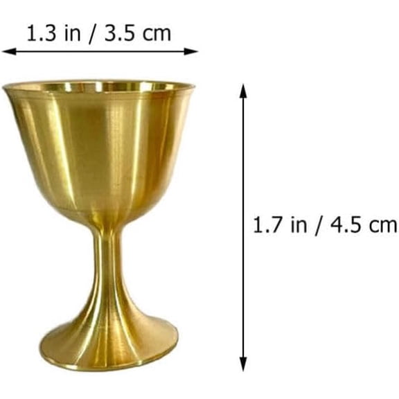 PYAN-Brass Goblet Set of 6 Vintage Chalice Cups for Rituals and Weddings Food Safe Polished Communion Wine Glasses with Retro Design for Home Dining and Temple Offerings