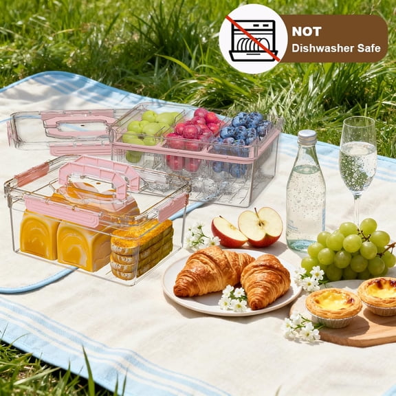 PYAN-Bread Box with Ice Chilled Condiment Caddy, Portable Airtight Storage Container with Lid Handle for Kitchen Counter, Keeper for Homemade Bread, Toast, Bagel, Cookies, Pink