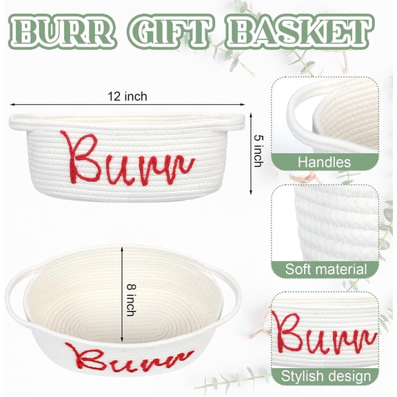 PYAN-Burr Basket Winter Woven Burr Storage Basket with Handle Decorative Organizer Box for Gifts Winter Party Favors and Decorations Women Men