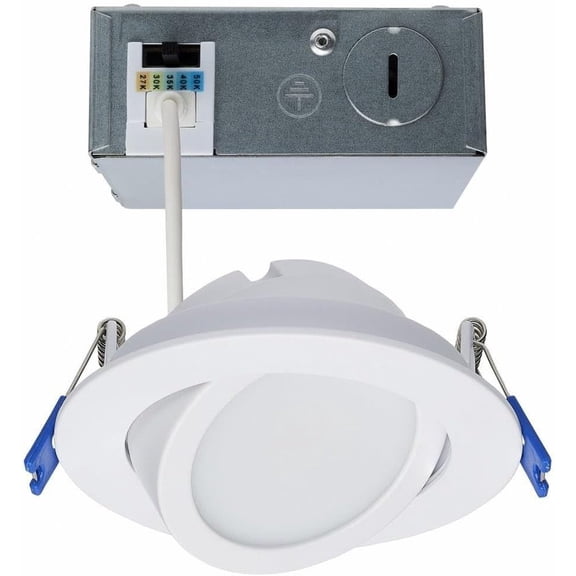 PYAN-CCT Selectable LED Low Profile Directional Downlight with Remote Driver, 4 Inches, White