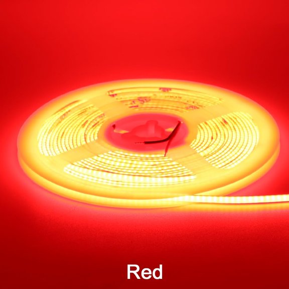 PYAN-COB LED Strip Light, 24V 3mm 16.4ft Flexible Cuttable Super Slim LED Tape CRI>90 Uniform Dotless 384LEDs/M LED Light for Bedroom Home Kitchen Cabinet Decor-Red
