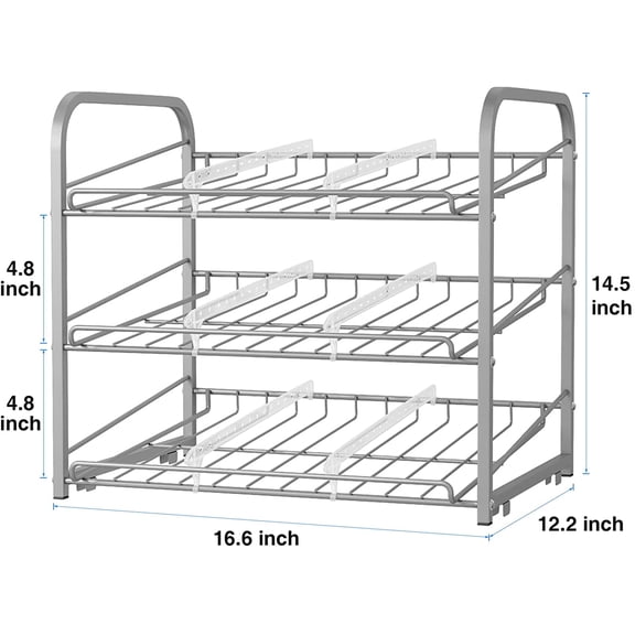 PYAN-Can Rack Organizer, 3 Tier Stackable Can Storage Dispenser,for Food Storage, Kitchen Cabinets or Pantry, Storage for 36 Cans, Silver