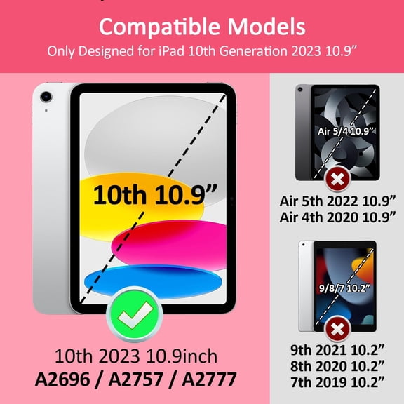 PYAN-Case for iPad 11-inch (A16) 2025 / iPad 10th Generation 2022(10.9 inch), Tri-Fold Smart Folio Auto Wake/Sleep with Clear Back/Pencil Holder for iPad 11th/10 Gen (Bow Pink)