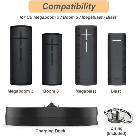 PYAN-Charger for Ultimate Ears Boom 3/Megaboom 3/Blast/Megablast, Charging Dock Cradle with USB Port, 5.5ft Cable for UE Boom 3/Megaboom 3/Blast/Megablast
