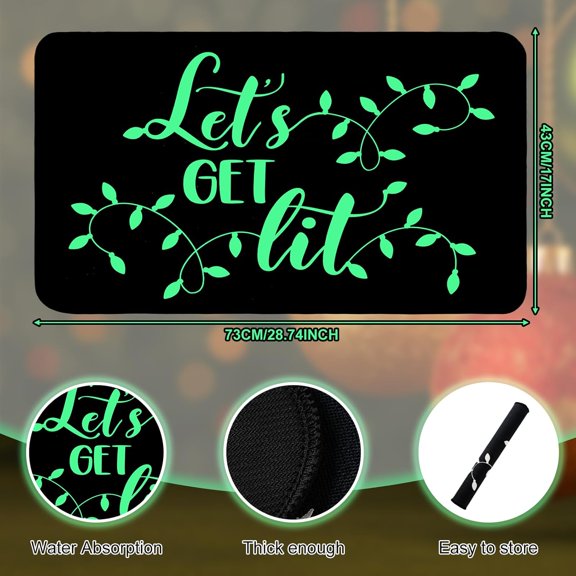 PYAN-Christmas Let's Get Lit Doormats Entrance Rugs 17x27 Decorative Cute Light Bulb Flashes Kitchen Rugs Merry Christmas Luminous Party Home Floor Mats Indoor Outdoor Decorations