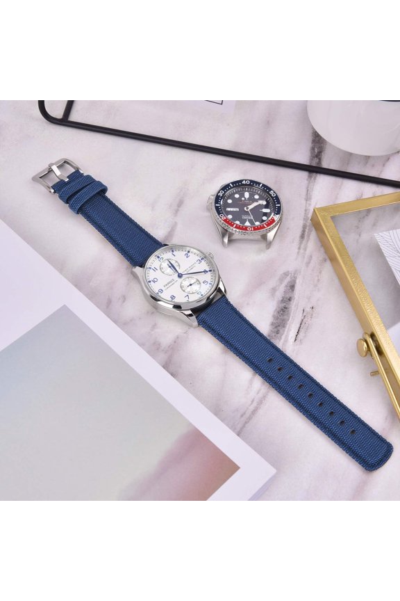 -Christmas Gift Sailcloth Watch Band Quick Release Watch Strap Compatible with Samsung Galaxy Watch 6 Classic 43mm 47mm 40mm 44mmTimex / Seiko / Fossil / Citizen for Men Women, White Elephant Gif