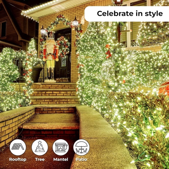 PYAN-Christmas LED Lights 100 Cool White String Lights for Indoor and Outdoor Decorative Use, Holiday and Tree Decor, Patio Hanging Lighting Decorations, Green Wire, 26.9 Ft, UL Certified