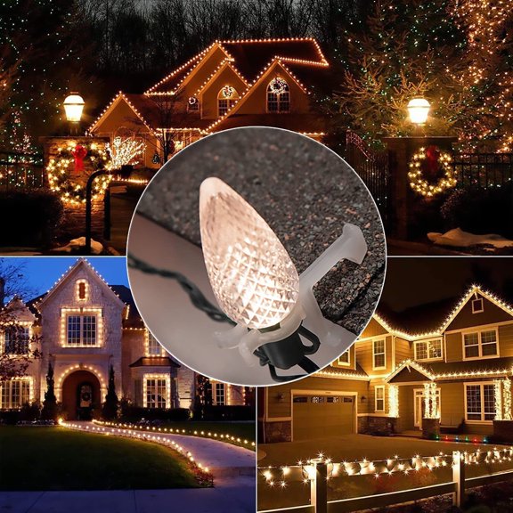 PYAN-Christmas Light Clip All in One Outdoor Gutter Shingle Clips 110 Pieces Holiday Hanger Hooks Compatible with C9 C7 for Roof, Roof Ridge Line, Fence (Black)