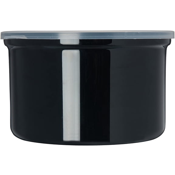 PYAN-Classic Round Storage Container Crock with Lid for Kitchen, Restaurants, Home, Plastic, 1.5 Quarts, Black