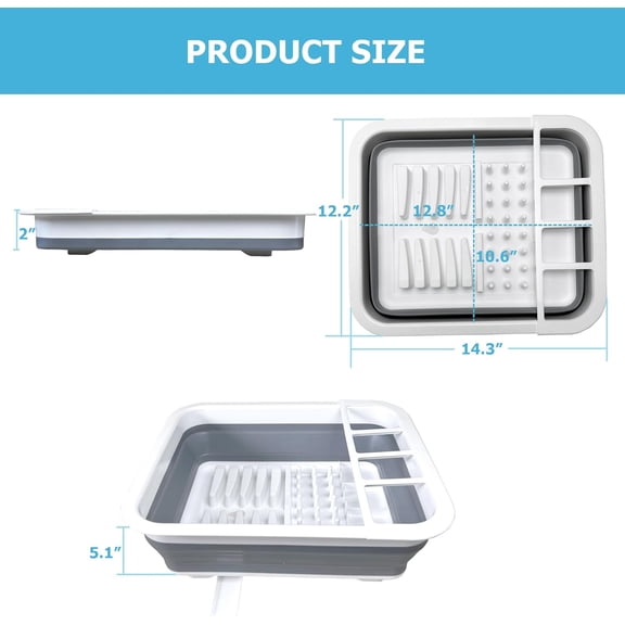 PYAN-Collapsible Dish Drainer with Drain Plug and Swivel Spout, Space-Saving, Portable Dish Rack for Kitchens, RVs, Campers and Travel Trailers