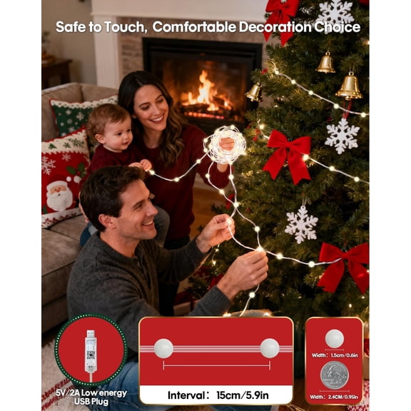 PYAN-Color Changing Globe String Lights, 66ft Smart RGB-IC Fairy Lights with Remote & APP Control, Mini Ball LED Twinkle Lights Hanging for Indoor Bedroom Living Room Party Christmas Decor