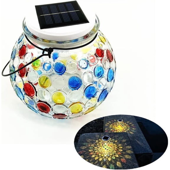 PYAN-Color Changing Solar Powered Mosaic Glass Ball Light, IP65 Waterproof Garden Outdoor Table Lamps, Decorative Night Light for Patio, Yard, Room & Ideal Gift for Women/Girls