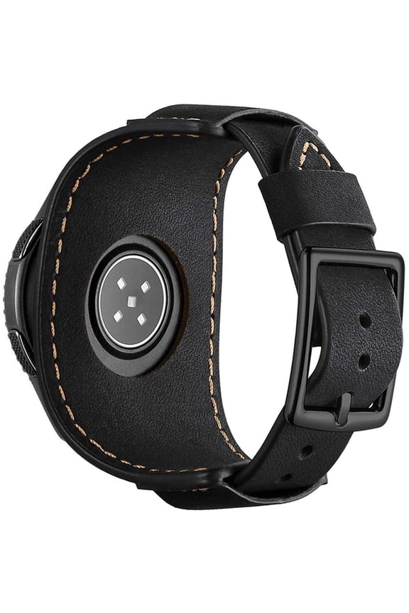 -Compatible with Samsung Galaxy Watch 46mm/Gear S3 Frontier/Galaxy Watch 3 45mm /Classic Strap, 22mm Replacement Genuine Leather Cuff Band with Stainless Steel Buckle for Men Women