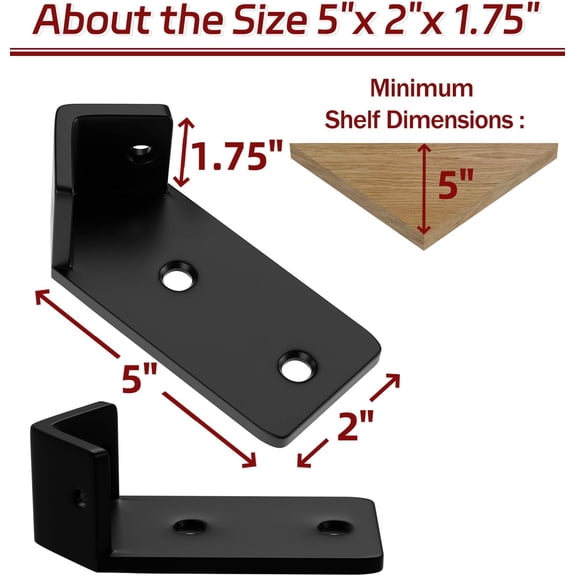 PYAN-Corner Shelf Bracket, 5 inch 3-Pack 1/5 Thick Carbon Steel Hidden Shelf Brackets, Rustic Industrial Brackets for Wall Decor