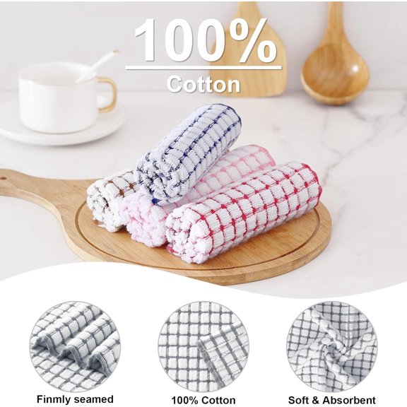 PYAN-Cotton 8 Pack Terry Kitchen Towels, 16 x 25 Inches Super Soft and Absorbent Dish Towels, Quick Drying Hand Towels for Kitchen Drying, Mix Colour