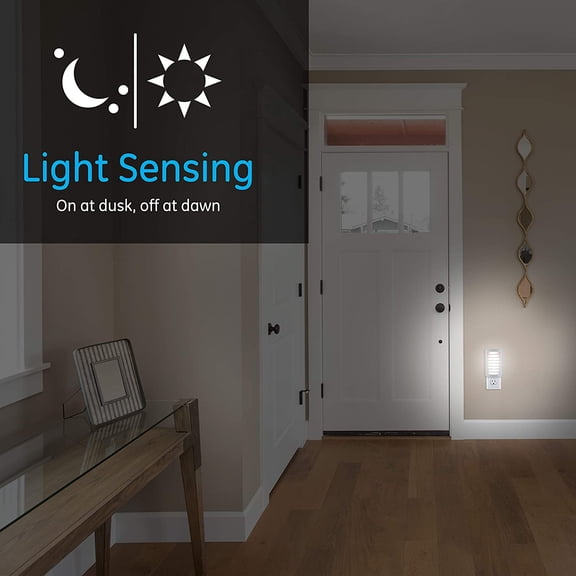 PYAN-CoverLite Automatic LED Night Light, White Finish, Plug-in, Soft White, Dusk to Dawn Sensor, Energy-Efficient, Ideal for Hallways, Kitchens, Bathrooms, Bedrooms, Offices, 37300