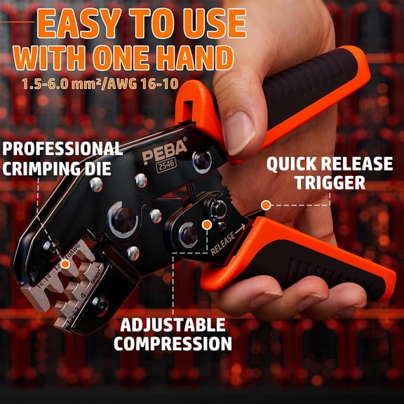 PYAN-Crimping Tool Kit, Solar Crimper for AWG 16-10 Solar Panel Cable Wire, with 6 Pairs IP68 Solar Connectors and 1 Pair Solar Connector Spanner Wrench | Ratchet Crimp Tool Kit - Solar Installation