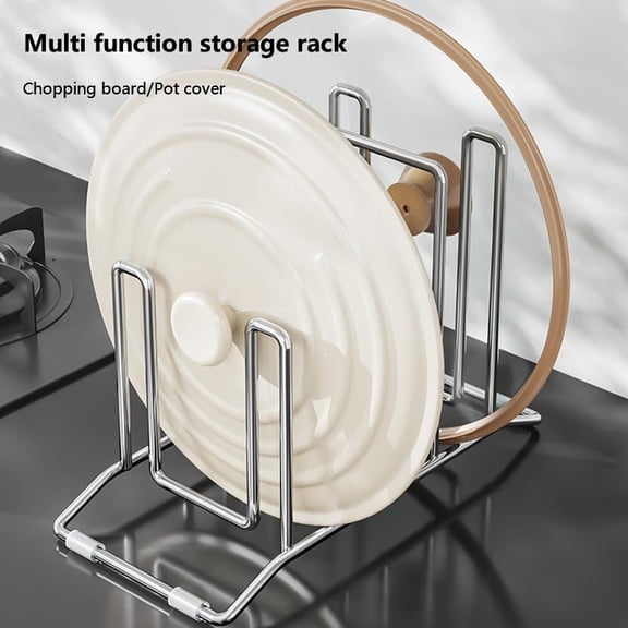 PYAN-Cutting Board Holder Stainless Steel Wire Chopping Board Stand Cutting Board Storage Rack Organizer with 4 Slots for Kitchen Countertop (4 Slots)