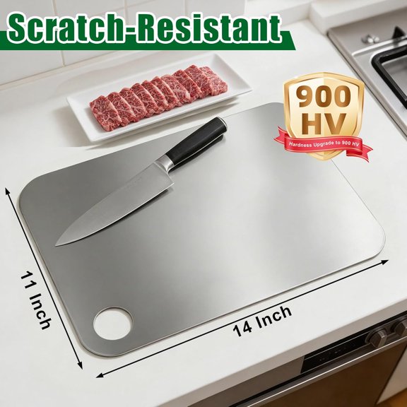 PYAN-Cutting Board Single-Sided Scratch-Resistant - Food Grade Stainless Steel Cutting Boards for Kitchen- for cutting Meat, Fruit, Vegetables, Outdoor or Indoor 14" X 11"